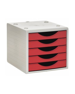 Fichero cajones de sobremesa archivo 2000 5 cajones color rojo opaco 270x340x260 mm