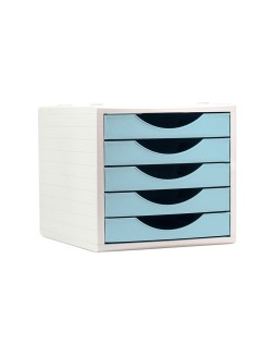 Fichero cajones de sobremesa archivo 2000 5 cajones color azul pastel 270x340x260 mm