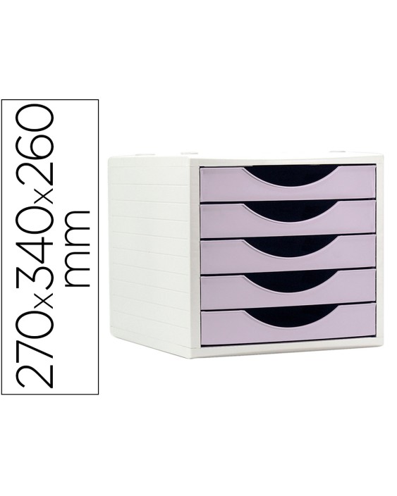 Fichero cajones de sobremesa archivo 2000 5 cajones color lavanda pastel 270x340x260 mm