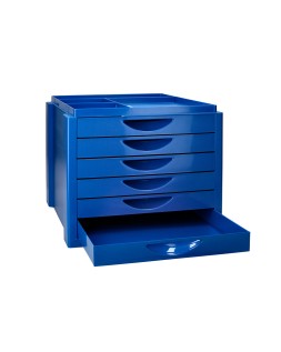 Fichero cajones de sobremesa q-connect bandeja organizadora superior 6 cajones color azul opaco