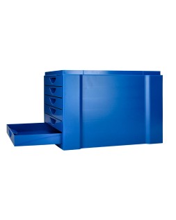 Fichero cajones de sobremesa q-connect bandeja organizadora superior 6 cajones color azul opaco