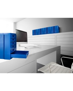 Fichero cajones de sobremesa q-connect bandeja organizadora superior 6 cajones color azul opaco