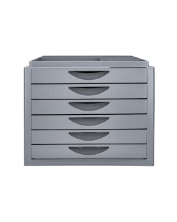 Fichero cajones de sobremesa q-connect bandeja organizadora superior 6 cajones color gris opaco