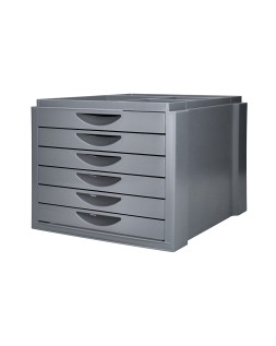 Fichero cajones de sobremesa q-connect bandeja organizadora superior 6 cajones color gris opaco