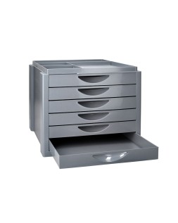 Fichero cajones de sobremesa q-connect bandeja organizadora superior 6 cajones color gris opaco
