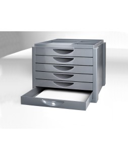 Fichero cajones de sobremesa q-connect bandeja organizadora superior 6 cajones color gris opaco