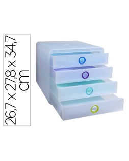 Fichero cajones sobremesa exacompta pop box translucido 4 cajones multicolor
