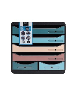 Fichero cajones de sobremesa exacompta skandi din a4+ polipropileno reciclado 6 cajones colores surtidos