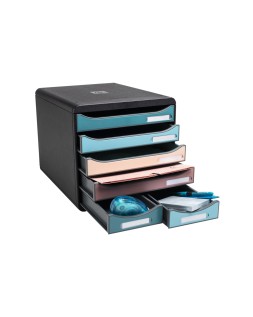 Fichero cajones de sobremesa exacompta skandi din a4+ polipropileno reciclado 6 cajones colores surtidos