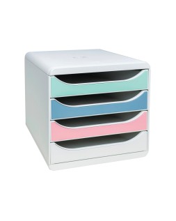 Fichero cajones de sobremesa exacompta autentik din a4+ plastico reciclado 4 cajones colores surtidos
