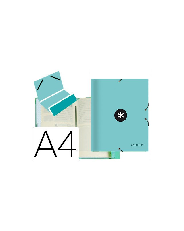 Carpeta antartik clasificadora a4 12 departamentos gomas carton forrado color menta