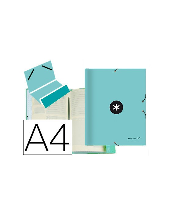 Carpeta antartik clasificadora a4 12 departamentos gomas carton forrado color menta