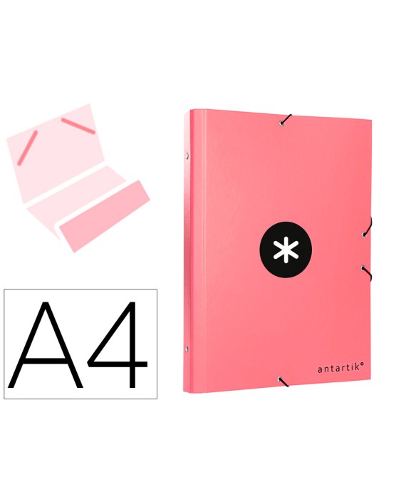 Carpeta antartik clasificadora a4 12 departamentos gomas carton forrado color coral