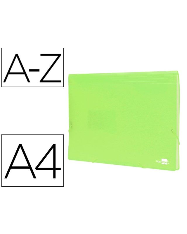 Carpeta liderpapel clasificador fuelle polipropileno din a4 amarillo fluor opaco 13 departamentos