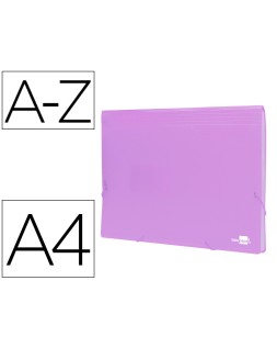 Carpeta liderpapel clasificador fuelle polipropileno din a4 lavanda opaco 13 departamentos