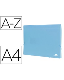 Carpeta liderpapel clasificador fuelle polipropileno din a4 celeste opaco 13 departamentos