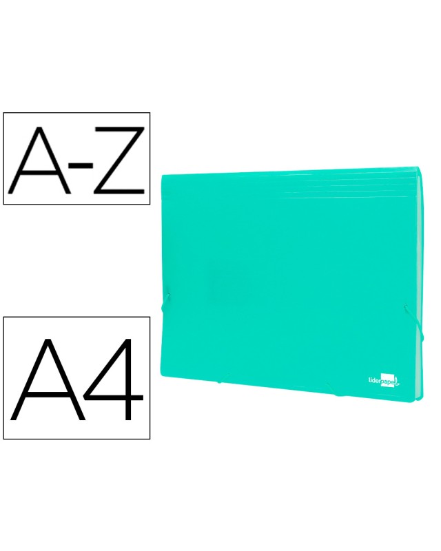 Carpeta liderpapel clasificador fuelle polipropileno din a4 verde opaco 13 departamentos