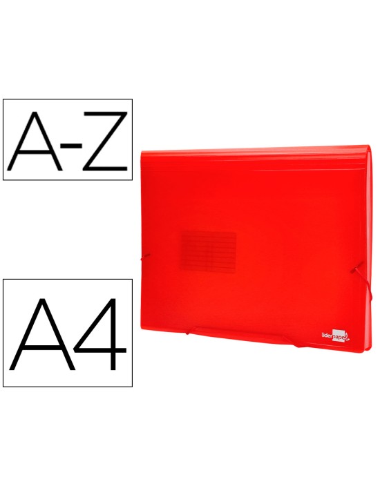 Carpeta liderpapel clasificador fuelle 32110 polipropileno din a4 roja transparente 13 departamentos