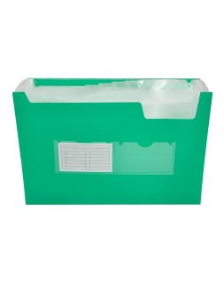 Carpeta liderpapel clasificador fuelle 32113 polipropileno din a4 verde transparente 13 departamentos