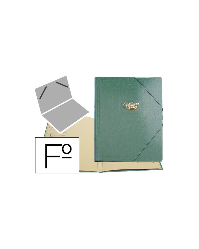 Carpeta clasificador carton compacto saro folio verde 12 departamentos