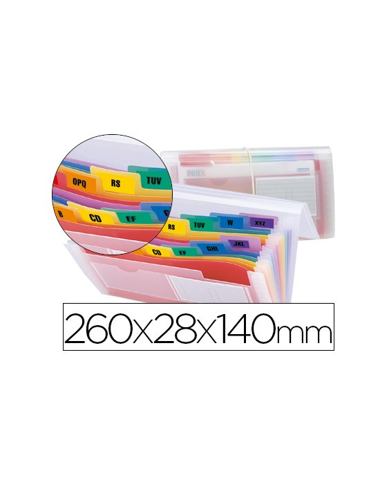 Carpeta liderpapel clasificador fuelle 43804 polipropileno para letras y cheques spectrafile 13 dpto