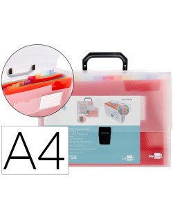 Carpeta liderpapel clasificador fuelle 45144 polipropileno a4 transparente con asa spectrafile 26 dpto