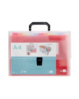 Carpeta liderpapel clasificador fuelle 45144 polipropileno a4 transparente con asa spectrafile 26 dpto