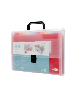 Carpeta liderpapel clasificador fuelle 45144 polipropileno a4 transparente con asa spectrafile 26 dpto