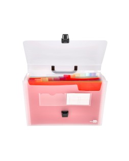 Carpeta liderpapel clasificador fuelle 45144 polipropileno a4 transparente con asa spectrafile 26 dpto