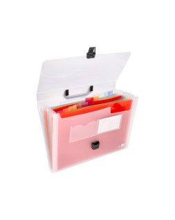 Carpeta liderpapel clasificador fuelle 45144 polipropileno a4 transparente con asa spectrafile 26 dpto