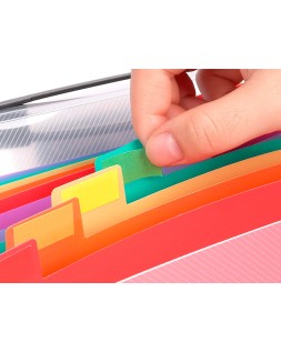 Carpeta liderpapel clasificador fuelle 45144 polipropileno a4 transparente con asa spectrafile 26 dpto