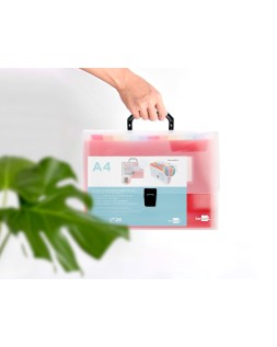 Carpeta liderpapel clasificador fuelle 45144 polipropileno a4 transparente con asa spectrafile 26 dpto