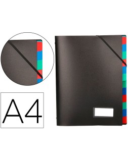 Carpeta liderpapel clasificadora polipropileno din a4 negra -portafirmas -12 departamentos