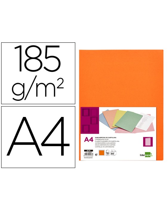 Subcarpeta liderpapel a4 naranja intenso 180g/m2