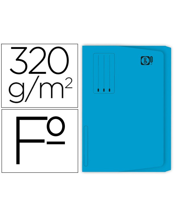 Subcarpeta cartulina gio folio pocket azul con bolsa y solapa 320g/m2