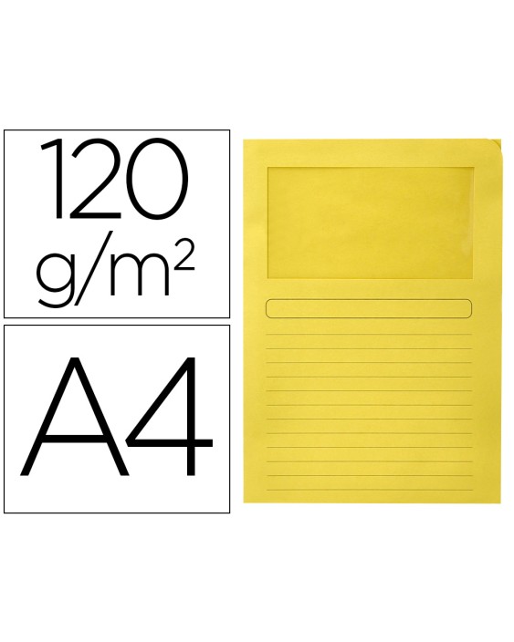 Subcarpeta cartulina q-connect din a4 amarilla con ventana transparente 120 g/m2
