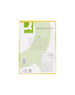 Subcarpeta cartulina q-connect din a4 amarilla con ventana transparente 120 g/m2