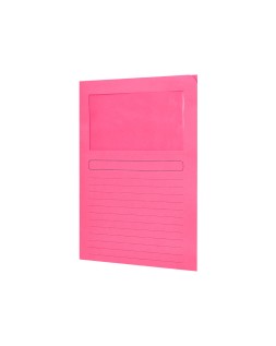 Subcarpeta cartulina q-connect din a4 rosa con ventana transparente 120 g/m2