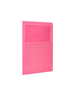 Subcarpeta cartulina q-connect din a4 rosa con ventana transparente 120 g/m2