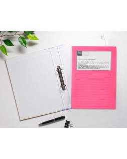 Subcarpeta cartulina q-connect din a4 rosa con ventana transparente 120 g/m2