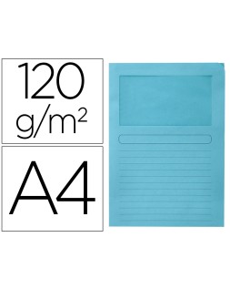 Subcarpeta cartulina q-connect din a4 azul con ventana transparente 120 g/m2