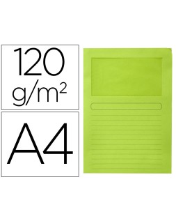 Subcarpeta cartulina q-connect din a4 verde con ventana transparente 120 gr