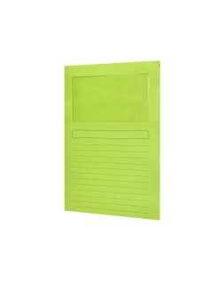 Subcarpeta cartulina q-connect din a4 verde con ventana transparente 120 gr