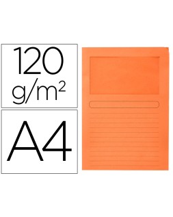 Subcarpeta cartulina q-connect din a4 naranja con ventana transparente 120 g/m2