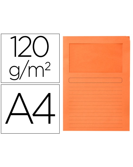 Subcarpeta cartulina q-connect din a4 naranja con ventana transparente 120 g/m2