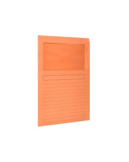 Subcarpeta cartulina q-connect din a4 naranja con ventana transparente 120 g/m2