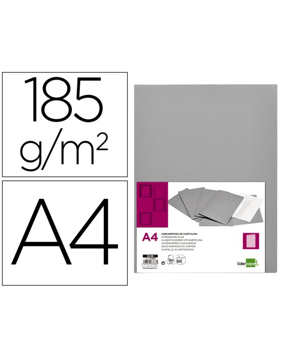 Subcarpeta liderpapel a4 gris 180g/m2