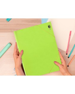Carpeta liderpapel gomas solapas polipropileno din a4 amarillo fluor opaco