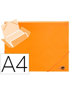 Carpeta liderpapel gomas tres solapas polipropileno din a4 color naranja opaco