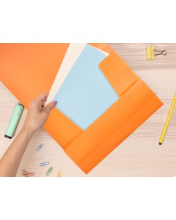 Carpeta liderpapel gomas tres solapas polipropileno din a4 color naranja opaco